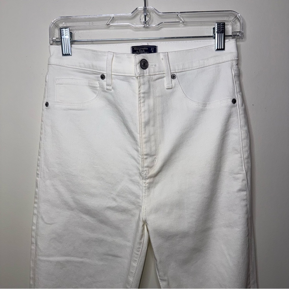 Abercrombie & Fitch White Distressed Ultra High Rise Super Skinny Ankle Jeans - Picture 3 of 6